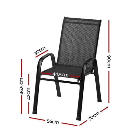 2PC Outdoor Dining Chairs Stackable Lounge Chair Patio Furniture Black - Flea Market