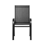2PC Outdoor Dining Chairs Stackable Lounge Chair Patio Furniture Black - Flea Market