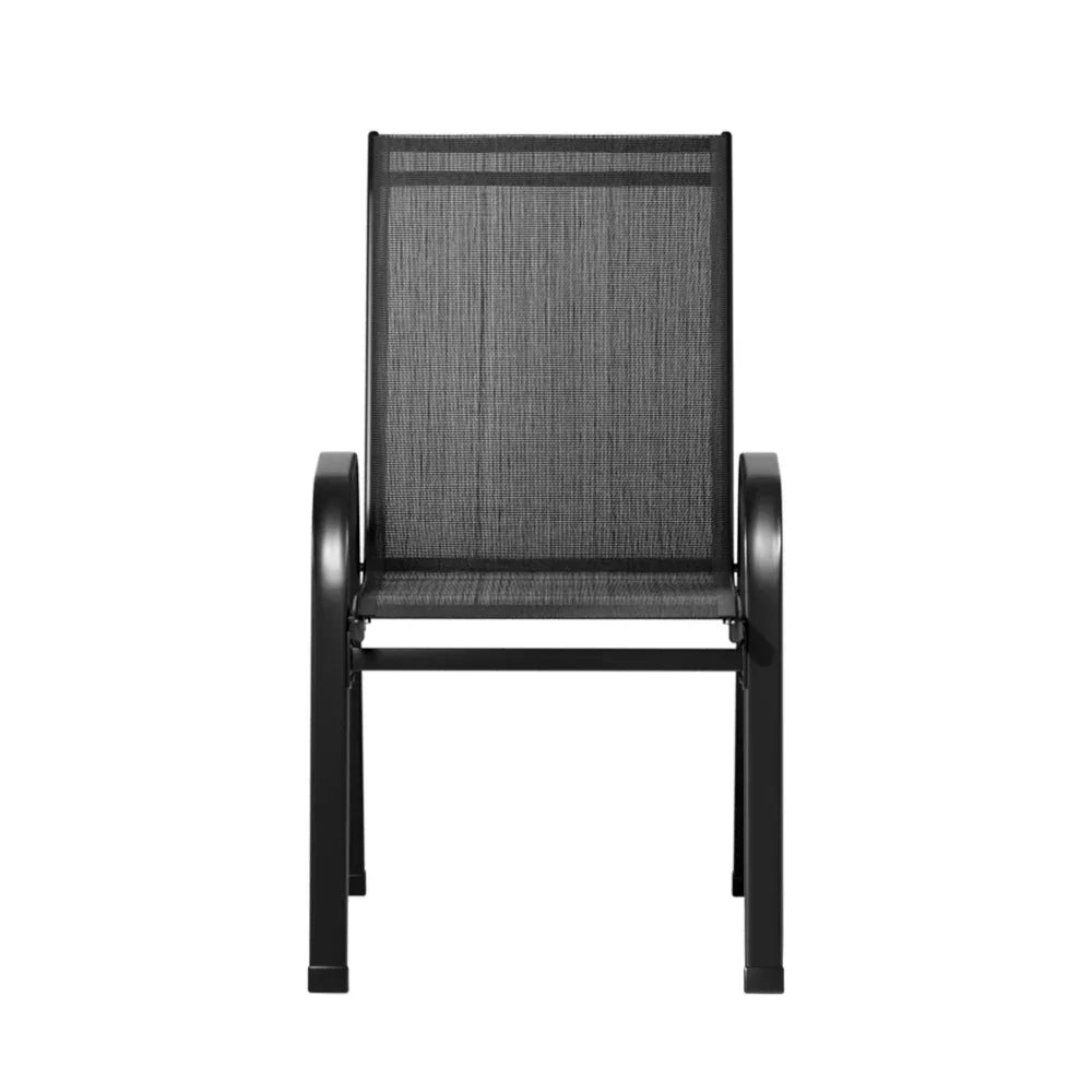 2PC Outdoor Dining Chairs Stackable Lounge Chair Patio Furniture Black - Flea Market