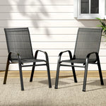 2PC Outdoor Dining Chairs Stackable Lounge Chair Patio Furniture Black - Flea Market