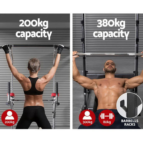 Comparison of pull-up and bench press exercises with 200kg and 380kg weight capacity barbells and racks