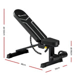 Adjustable black Everfit workout bench with padded seat and backrest, fitness equipment