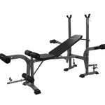 Evefit adjustable weight bench with leg curl and squat rack for home gym workouts