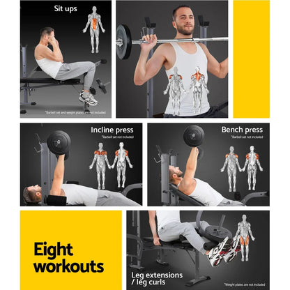 Everfit Weight Bench 8 in 1 Bench Press Adjustable Home Gym Station 200kg
