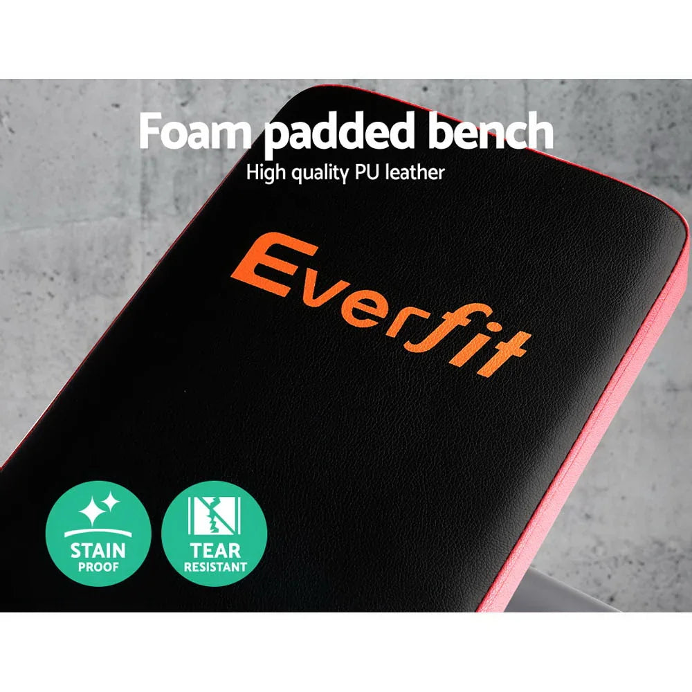 Everfit foam padded bench in high quality PU leather, stain proof, tear resistant.