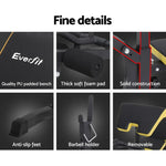 Everfit adjustable weight bench details, padded seat, foam pad, solid frame, barbell holder