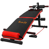 Everfit adjustable sit-up bench with black and red padding for home gym workouts