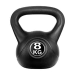 8 kg black kettlebell with a smooth handle isolated on white background