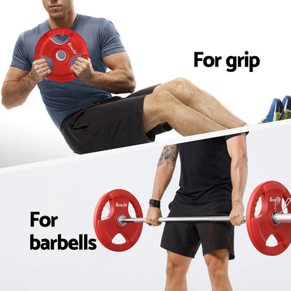 Everfit Weight Plates Olympic 15kg Dumbbell Barbell Plate Weight Lifting Home Gym Red