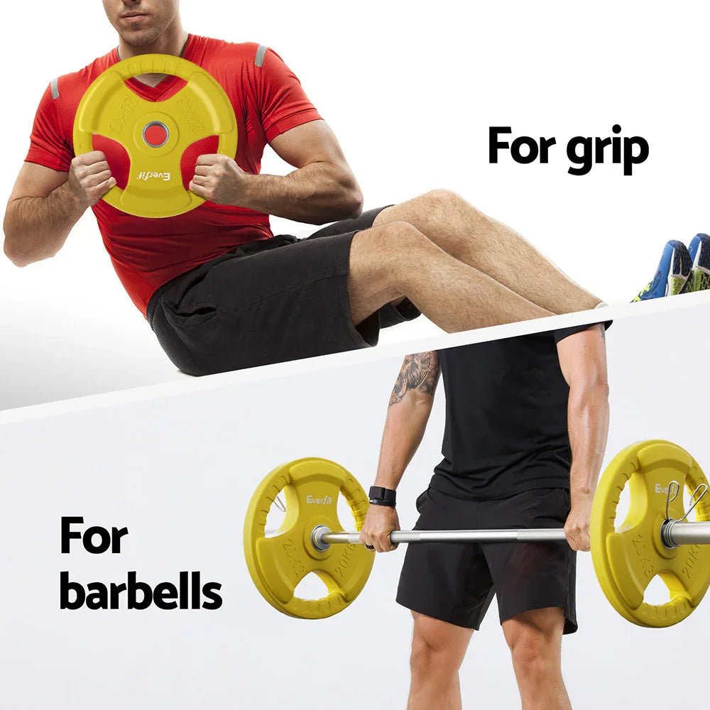 Everfit Weight Plates Olympic 20kg Dumbbell Barbell Plate Weight Lifting Home Gym Yellow