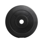 Black 10kg weight plate with central hole, round gym fitness equipment
