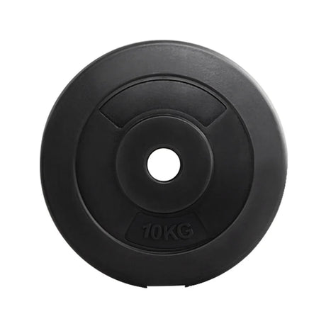 Black 10kg weight plate with central hole, round gym fitness equipment
