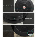 Black 10KG weight plate with 31cm diameter, 3.1cm center hole, 6cm thickness, strong and stable stand