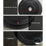 Black 10KG weight plate with 31cm diameter, 3.1cm center hole, 6cm thickness, strong and stable stand