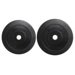 Black 5kg and 10kg rubber weight plates for fitness and strength training