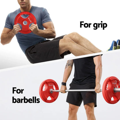 Everfit Weight Plates Olympic 15kgx2 Dumbbell Barbell Plate Weight Lifting Home Gym Red