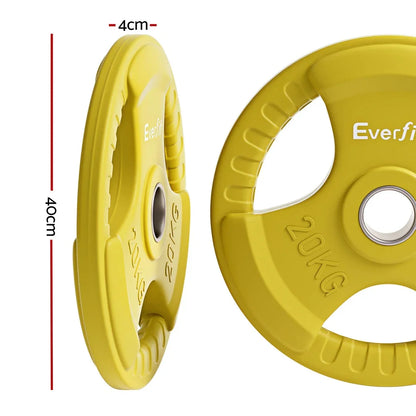 Everfit Weight Plates Olympic 20kgx2 Dumbbell Barbell Plate Weight Lifting Home Gym Yellow