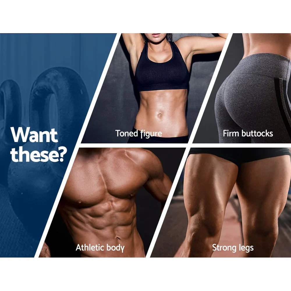 Collage showing toned figure, firm buttocks, athletic body, and strong legs, promoting fitness goals