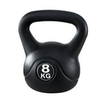 Black 8 kg kettlebell weight with ergonomic handle on white background