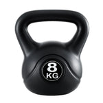 Black 8kg kettlebell with ergonomic handle on white background