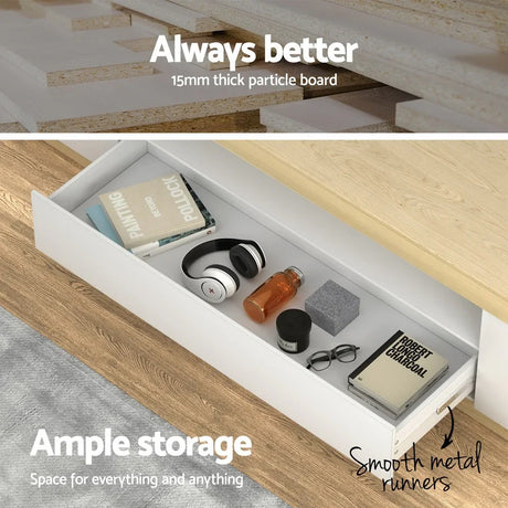 Artiss TV Cabinet Entertainment Unit Stand 180CM White Wood - Flea Market