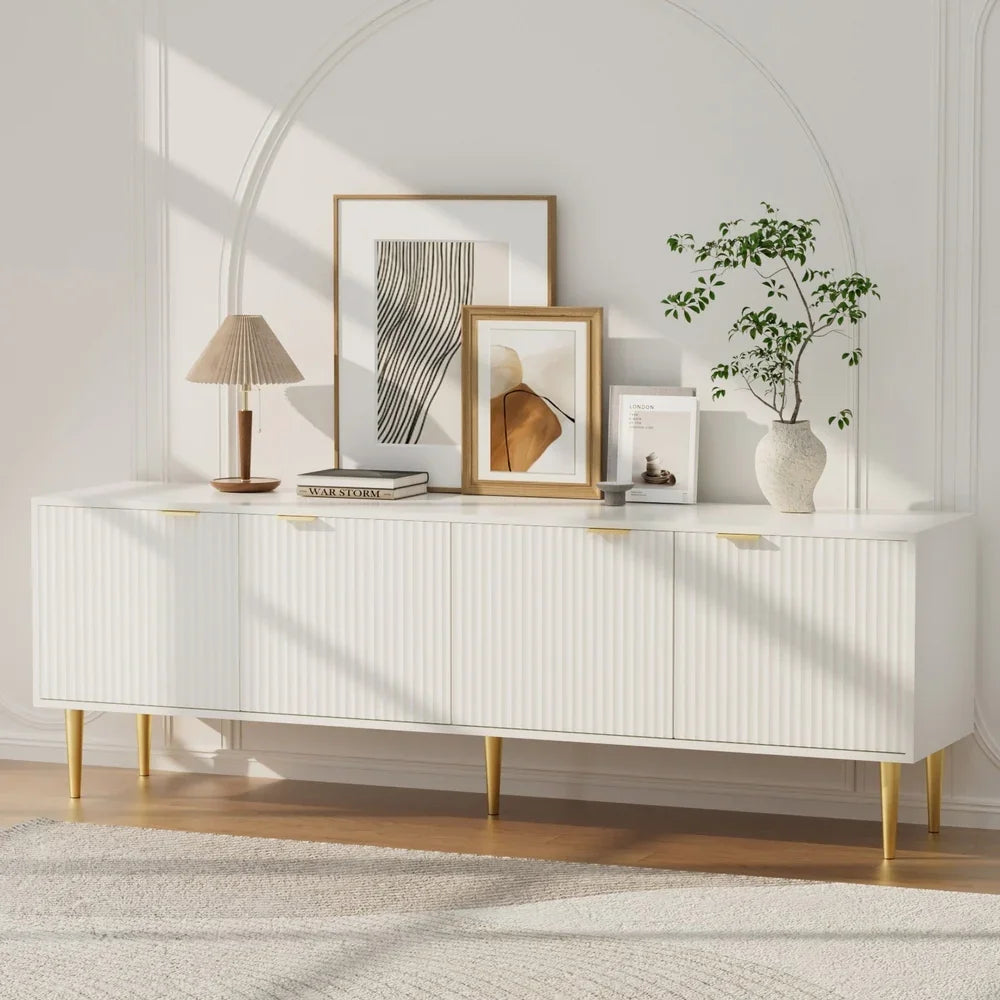 Artiss TV Cabinet Entertainment Unit Stand Storage 180CM White - Flea Market