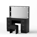 Dressing Table Black with 10 LED Bulbs & Stool - Artiss Vanity Desk