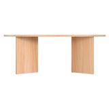Modern light wood rectangular coffee table with minimalist panel legs