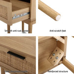 Wooden furniture details with anti-rust runners, anti-scratch feet, aluminium handle, reinforced structure