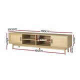 Artiss TV Cabinet Entertainment Unit 180cm Rattan Cole - Flea Market