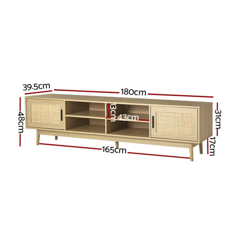 Artiss TV Cabinet Entertainment Unit 180cm Rattan Cole - Flea Market