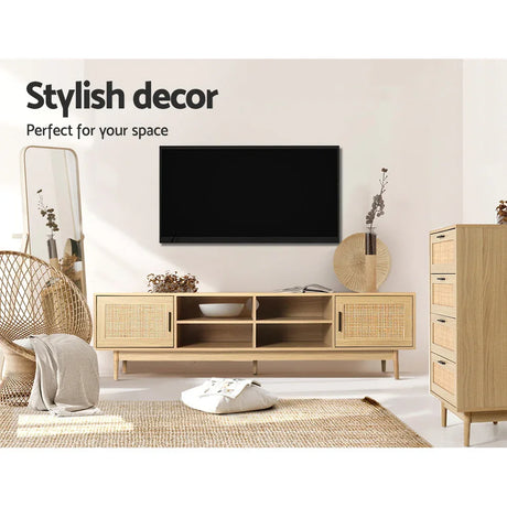 Artiss TV Cabinet Entertainment Unit 180cm Rattan Cole - Flea Market