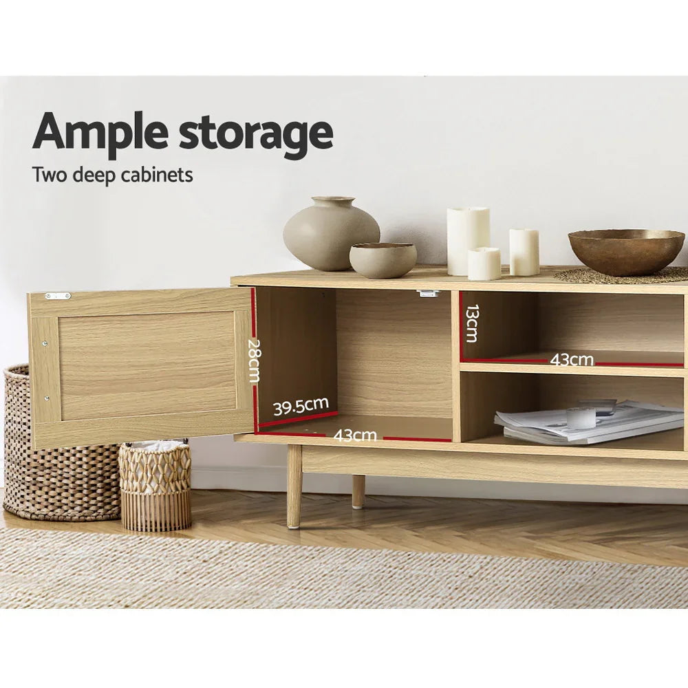 Artiss TV Cabinet Entertainment Unit 180cm Rattan Cole - Flea Market