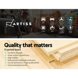 Artiss E1 particle board furniture, quality features, wood panels and family setting