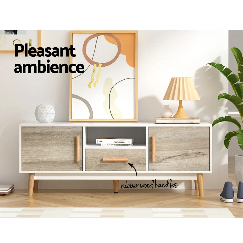 Artiss TV Cabinet Entertainment Unit 120cm Wood White Gino - Flea Market