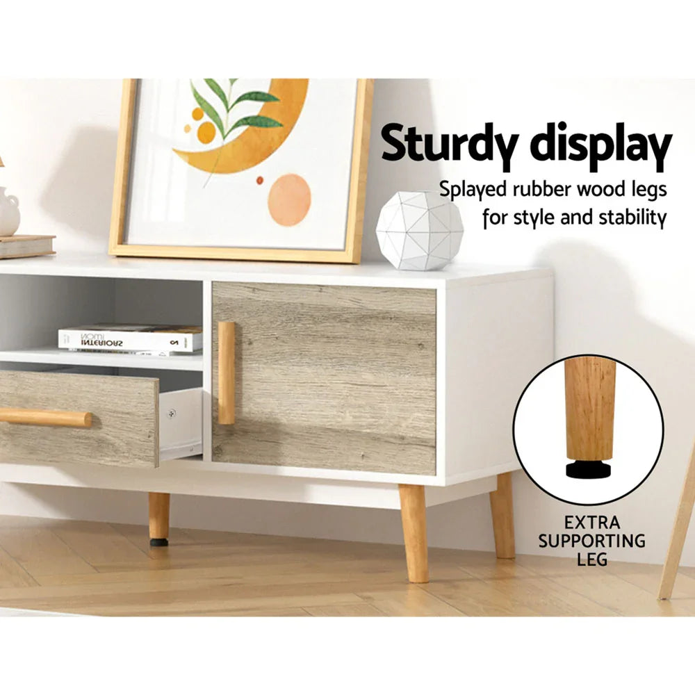 Artiss TV Cabinet Entertainment Unit 120cm Wood White Gino - Flea Market
