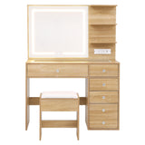 Dressing Table LED Vanity Desk Wood with Stool - Artiss Makeup Mirror