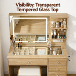 Dressing Table LED Vanity Desk Wood with Stool - Artiss Makeup Mirror