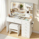 Dressing Table LED Vanity Desk White with Stool - Artiss Mirror
