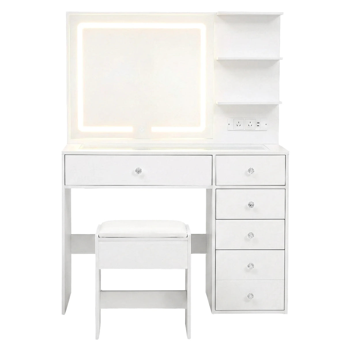Dressing Table LED Vanity Desk White with Stool - Artiss Mirror
