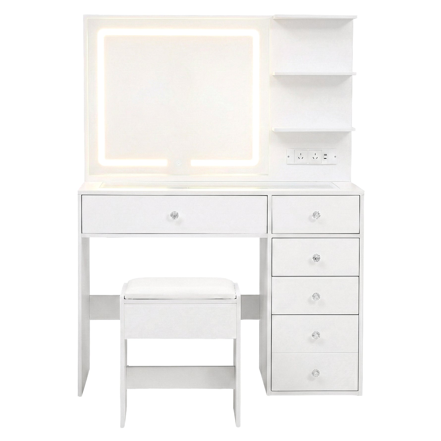 Dressing Table LED Vanity Desk White with Stool - Artiss Mirror