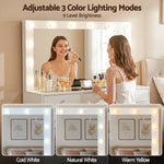 Dressing Table White with LED Bulbs & Stool - Artiss Vanity Desk