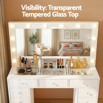 Dressing Table White with LED Bulbs & Stool - Artiss Vanity Desk