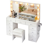 Dressing Table White with LED Bulbs & Stool - Artiss Vanity Desk