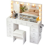 Dressing Table White with LED Bulbs & Stool - Artiss Vanity Desk
