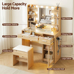 Dressing Table Wood with 10 LED Bulbs RGB Light - Artiss Vanity Desk