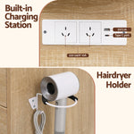 Dressing Table Wood with 10 LED Bulbs RGB Light - Artiss Vanity Desk