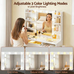 Dressing Table White with 10 RGB LED Bulbs - Artiss Vanity Desk