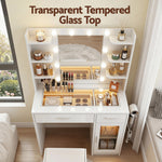 Dressing Table White with 10 RGB LED Bulbs - Artiss Vanity Desk