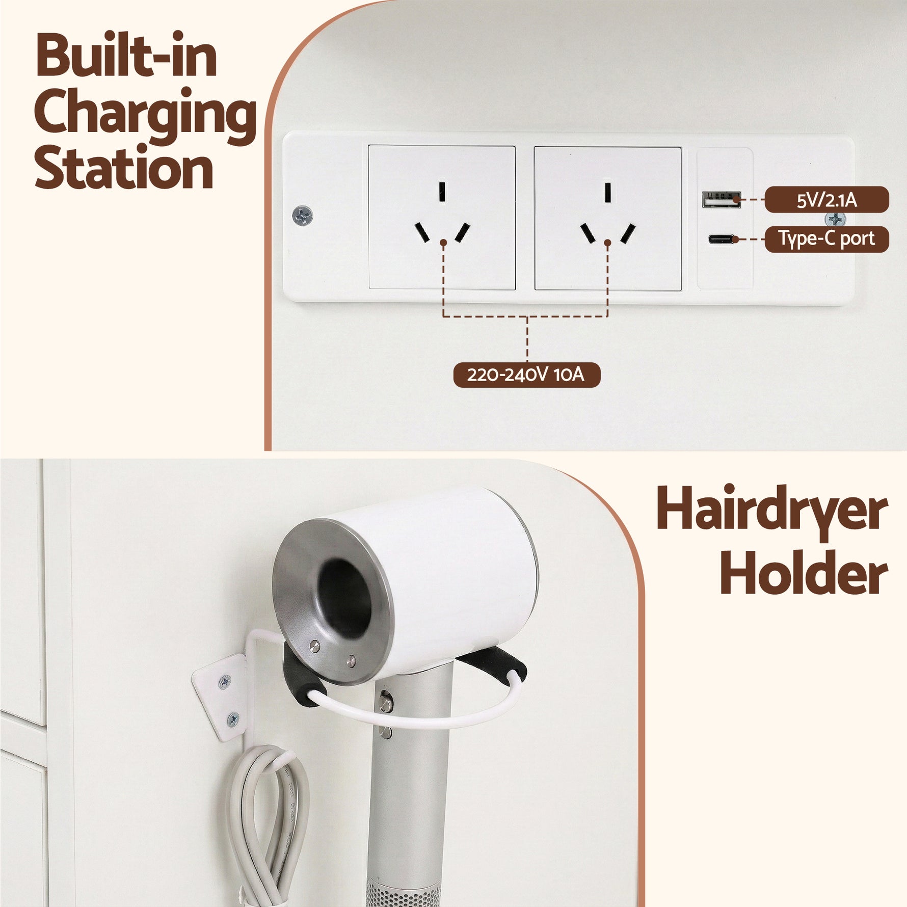 Dressing Table White with 10 RGB LED Bulbs - Artiss Vanity Desk